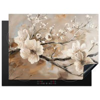 HERDABDECKPLATTE Blumen - Abstrakt - Gemalt - Beige 70x52 cm - Kaschmir, Kunststoff (70/0.2/52cm) - MuchoWow