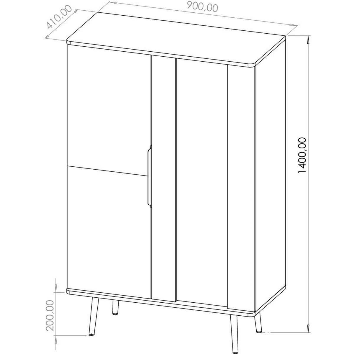 VITRINE Parini mit 2 Türen und 5 Einlegeboden, Graphitschwarz/Captains Deck - Eichefarben, Holzwerkstoff/Metall (90/140/41cm) - Beautysofa
