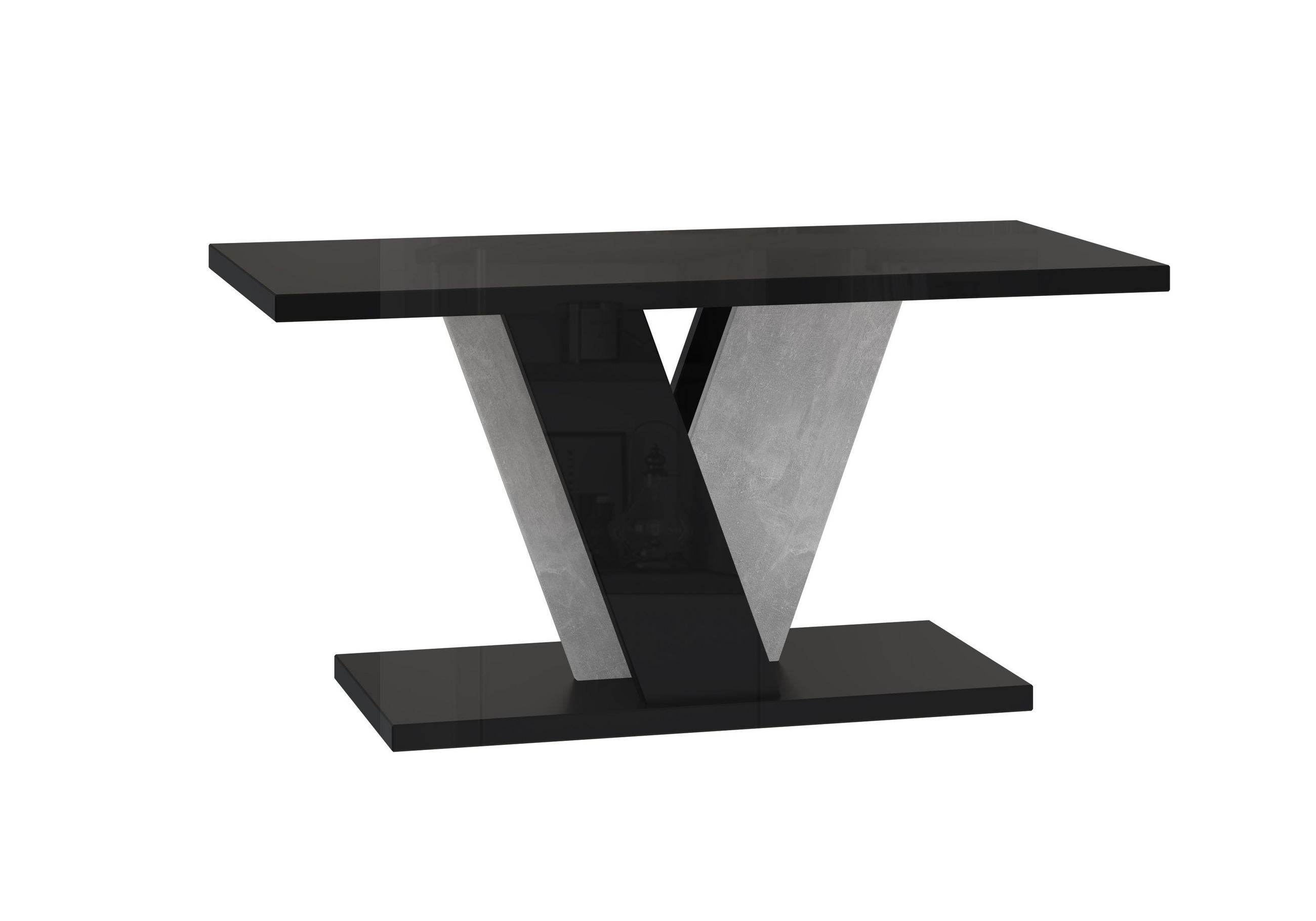 COUCHTISCH 110 cm Schwarz Betonoptik Grau - Schwarz Hochglanz, Holzwerkstoff (70/110/60cm) - Home Collective