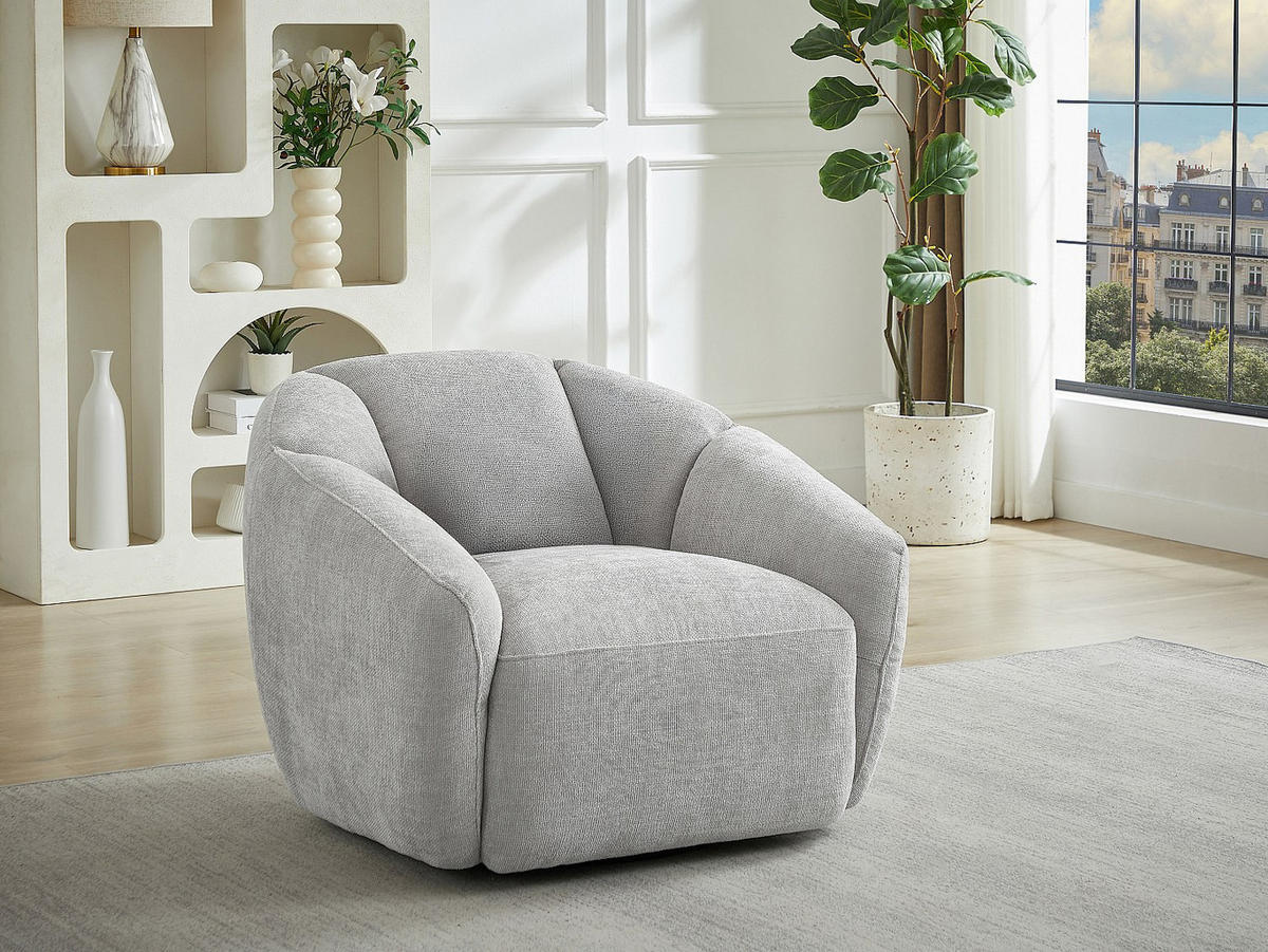 SESSEL mit gerader Rückenlehne - 1 Person - Stoff - Hellgrau - - Hellgrau, Textil (93/73/89cm) - Vente-Unique