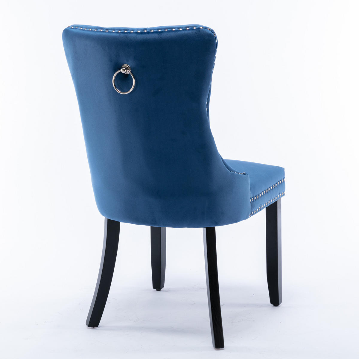 ESSZIMMERSTUHL 2er-Set aus Samt mit Nagelkopfbesatz, Blau - Blau, Textil (65/95/50cm)