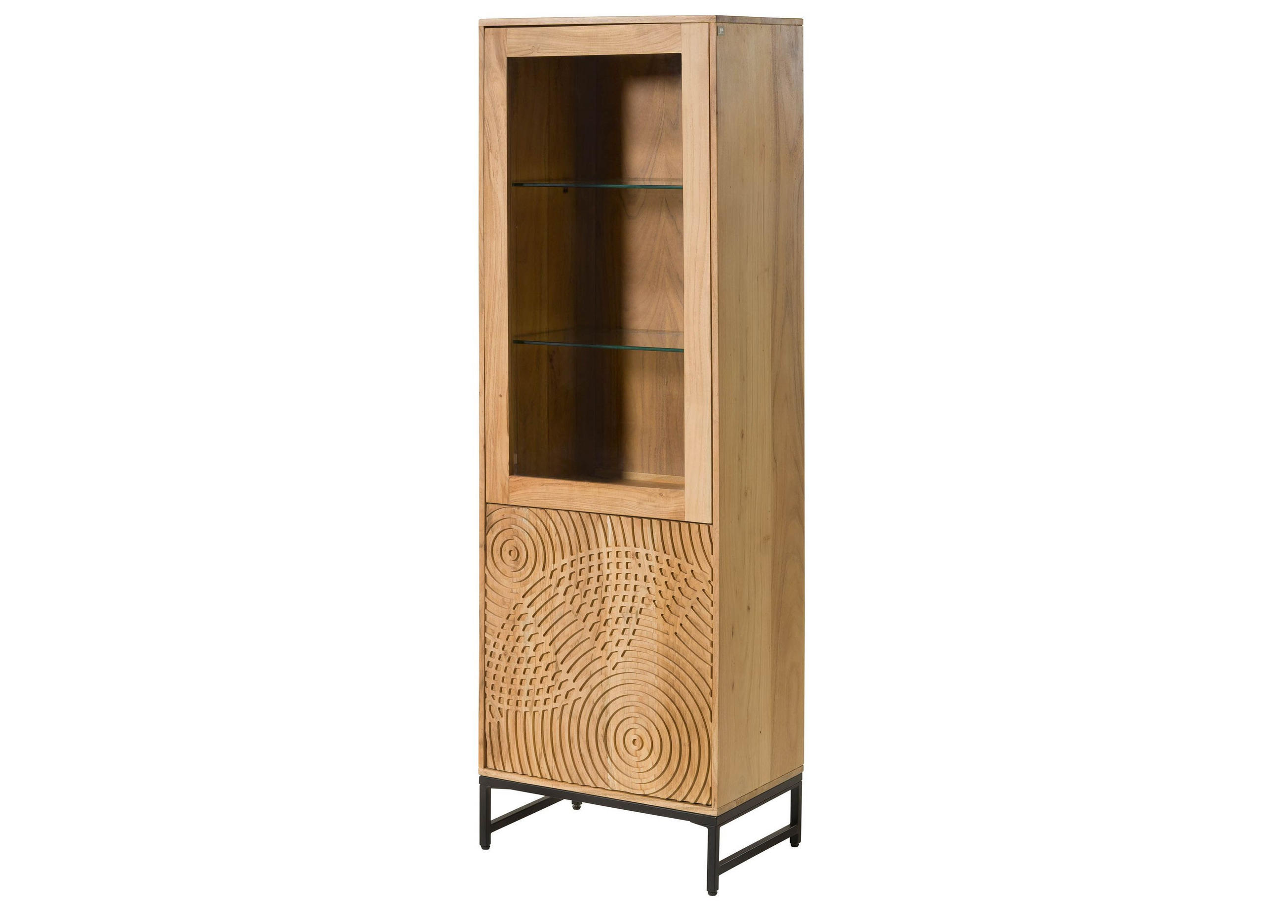VITRINE Akazie 60x40x180 natur lackiert MARRAKESCH #110 - Braun, Holz (60/180/40cm) - Massivmoebel24