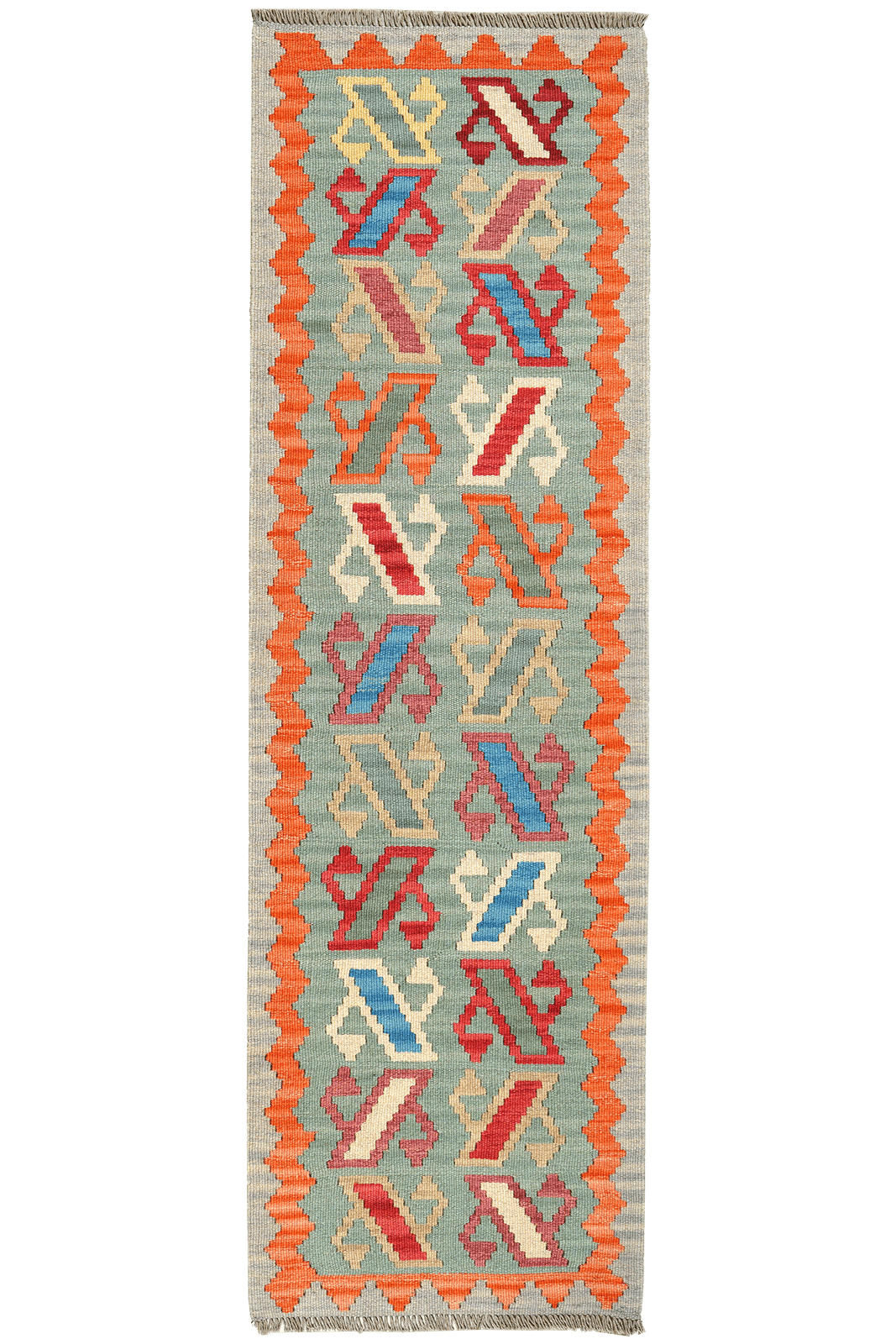 KELIM-LÄUFER handgewebt Gashgai Grün 201/61 cm Schurwolle - Grün, Textil (61/201cm) - Looma