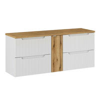 PODUMIVALNIŠKA OMARICA 140.4cm Riva Bela in lesena - bela, leseni material (140.4/59/40cm) - Petits-meubles