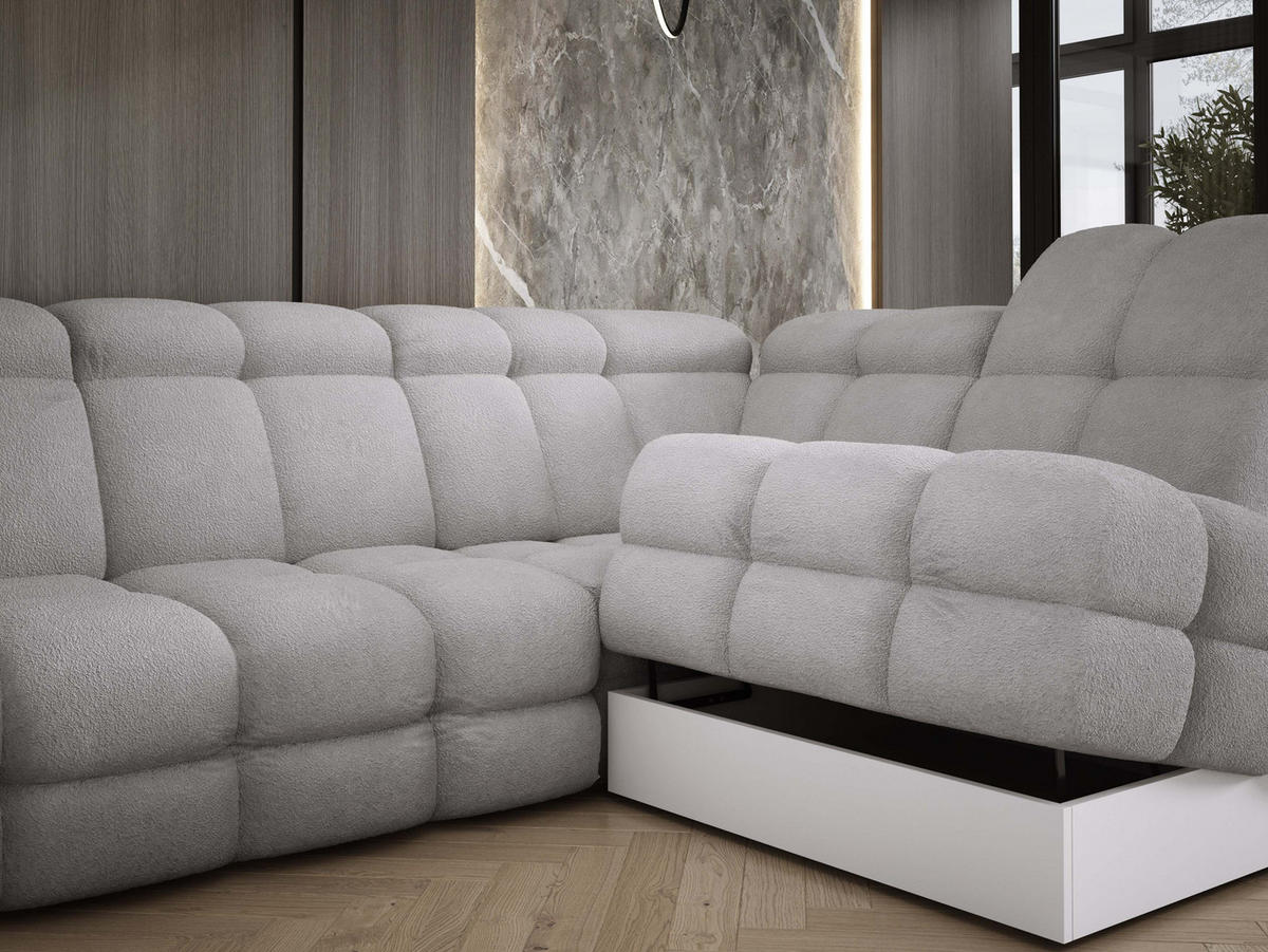 ECKSOFA TOLLO Anthology-stoff U-form 400x217x105 cm grau - Silbereichenfarben, Holz/Textil (400/217cm) - DomoHome