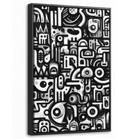 LEINWAND Bilder mit Rahmen - Symbole - Abstrakt - Grafik - Schwarz - 40x60 - Schwarz, Textil (40/60cm) - MuchoWow