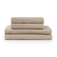 BADETUCH 4-teilig, 2x Badetuch 70/140 + 2x Handtuch 50/100 cm, Taupe - Taupe, Textil (70/140cm) - Blumtal