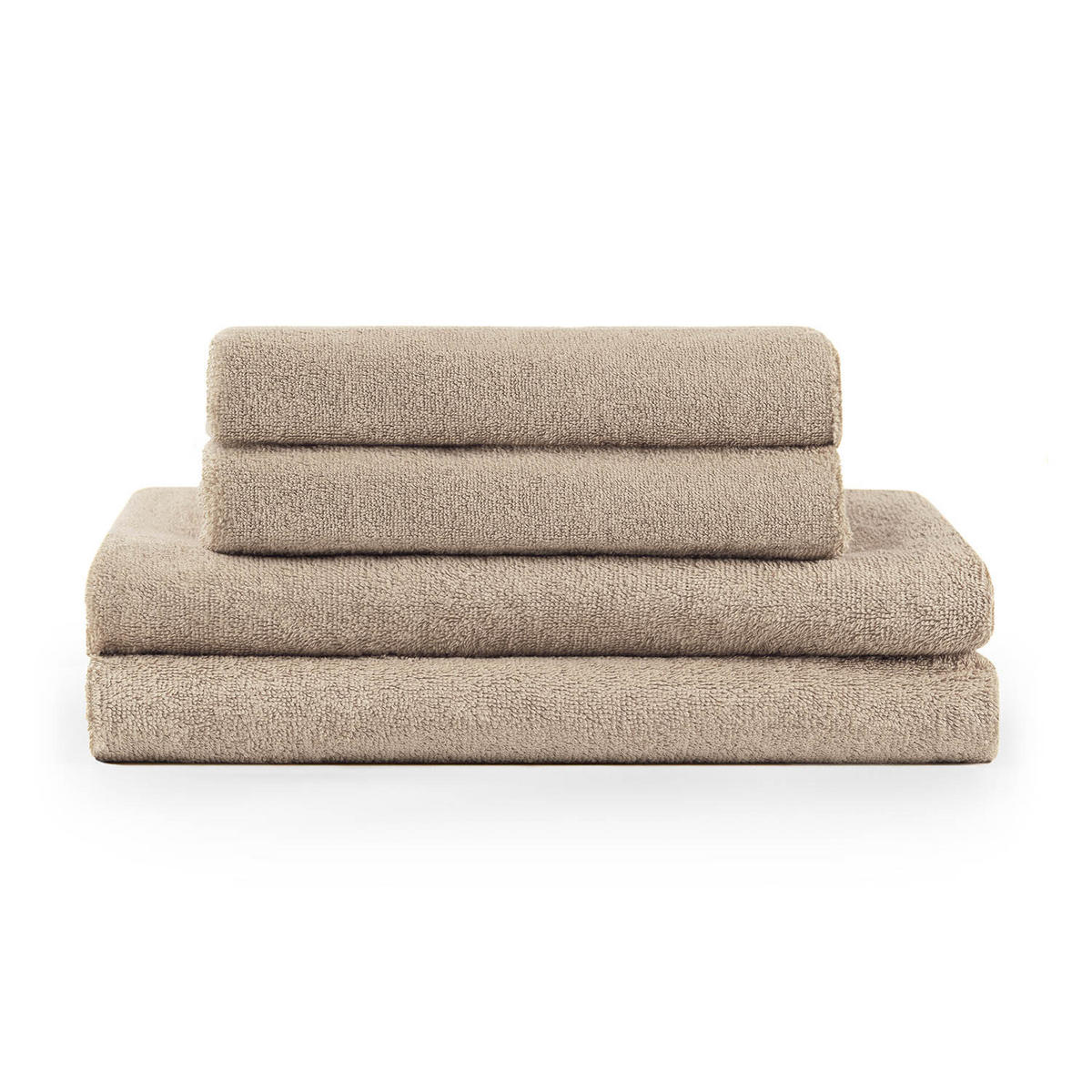 BADETUCH 4-teilig, 2x Badetuch 70/140 + 2x Handtuch 50/100 cm, Taupe - Taupe, Textil (70/140cm) - Blumtal
