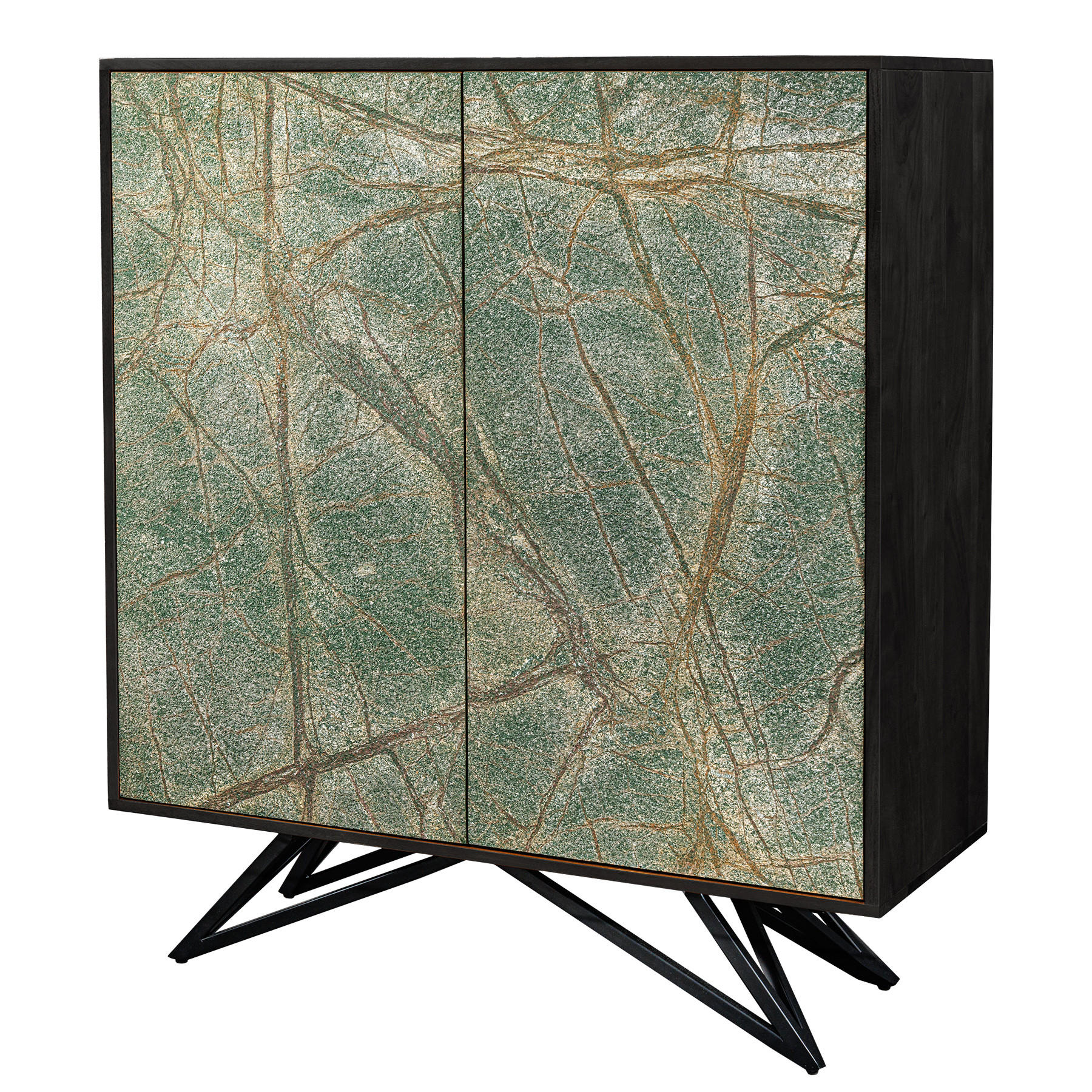 HIGHBOARD MOUNTAIN SOUL Akazie 120cm - Multicolor/Schwarz, Holz/Stein (100/120/38cm) - riess-ambiente