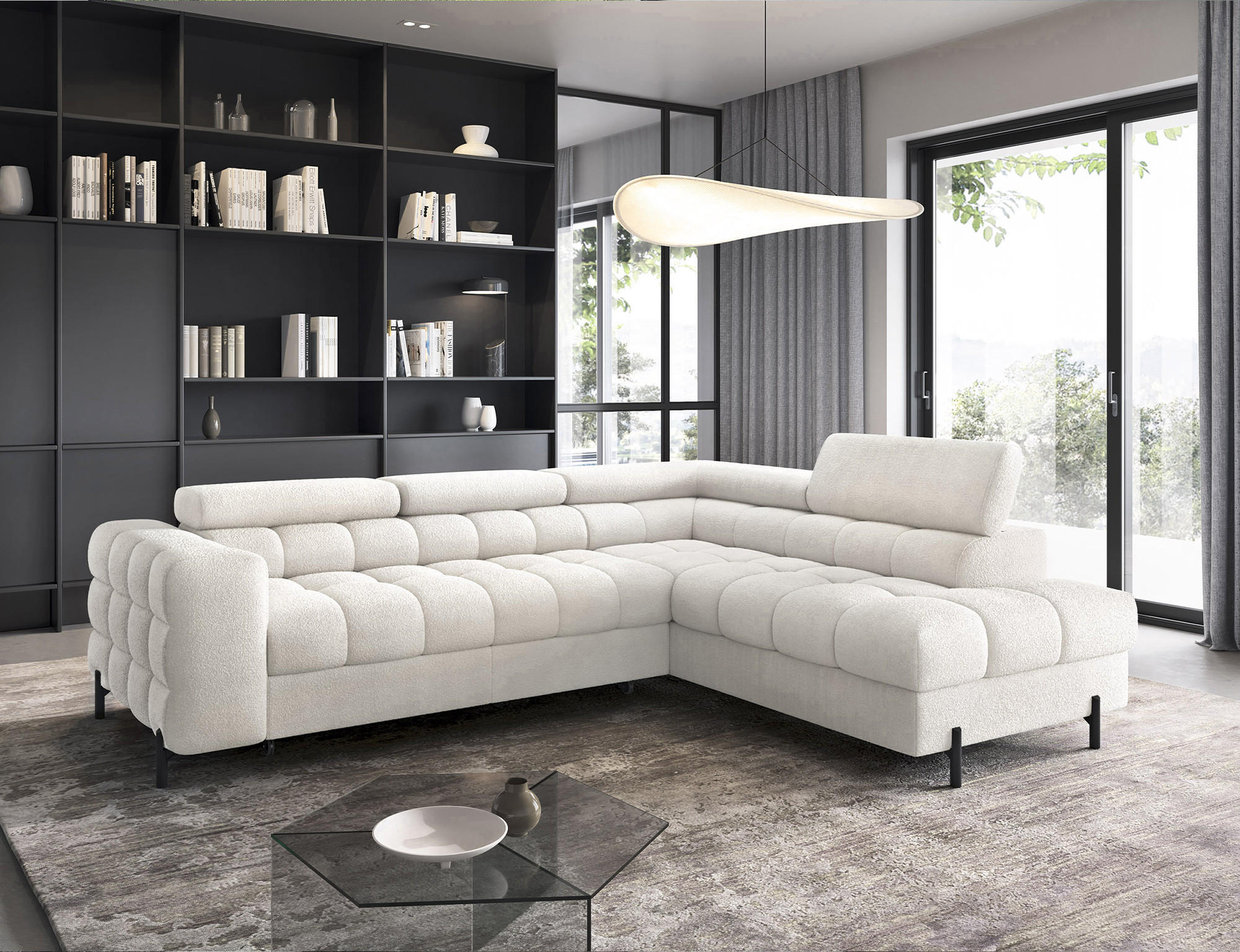ECKSOFA Ferrucio R - Weiß (Royal 01) - Weiß, Holzwerkstoff (276/200cm) - Möblo