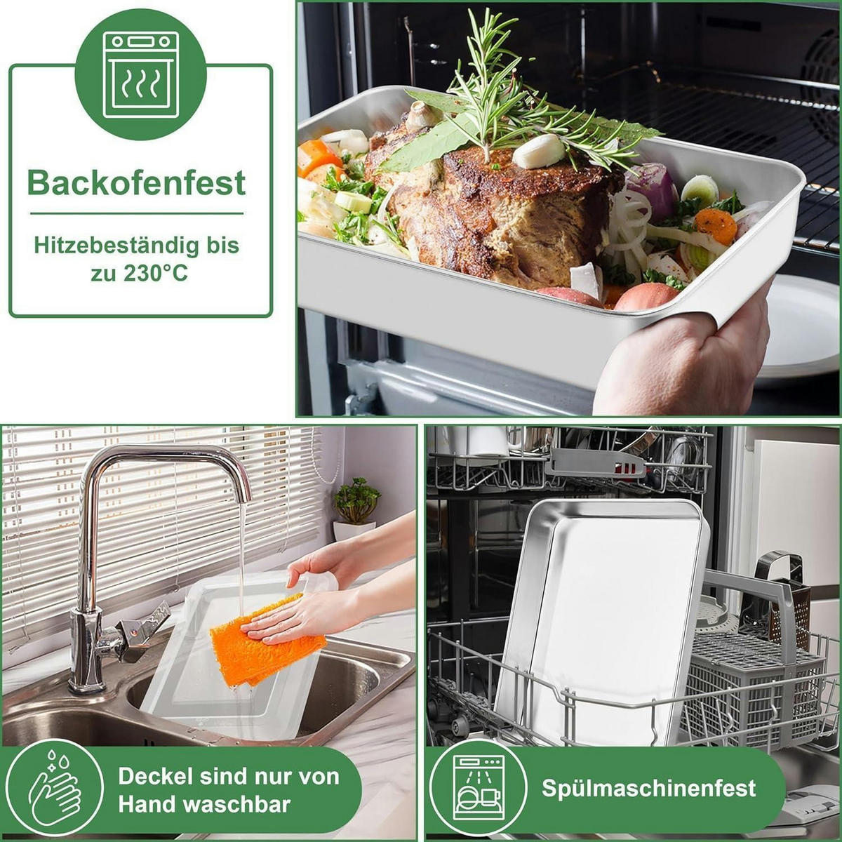 BACKBLECH mit Deckel 31,6 x 24,6 x 5 cm - Silberfarben, Metall (31.6/5/5cm)