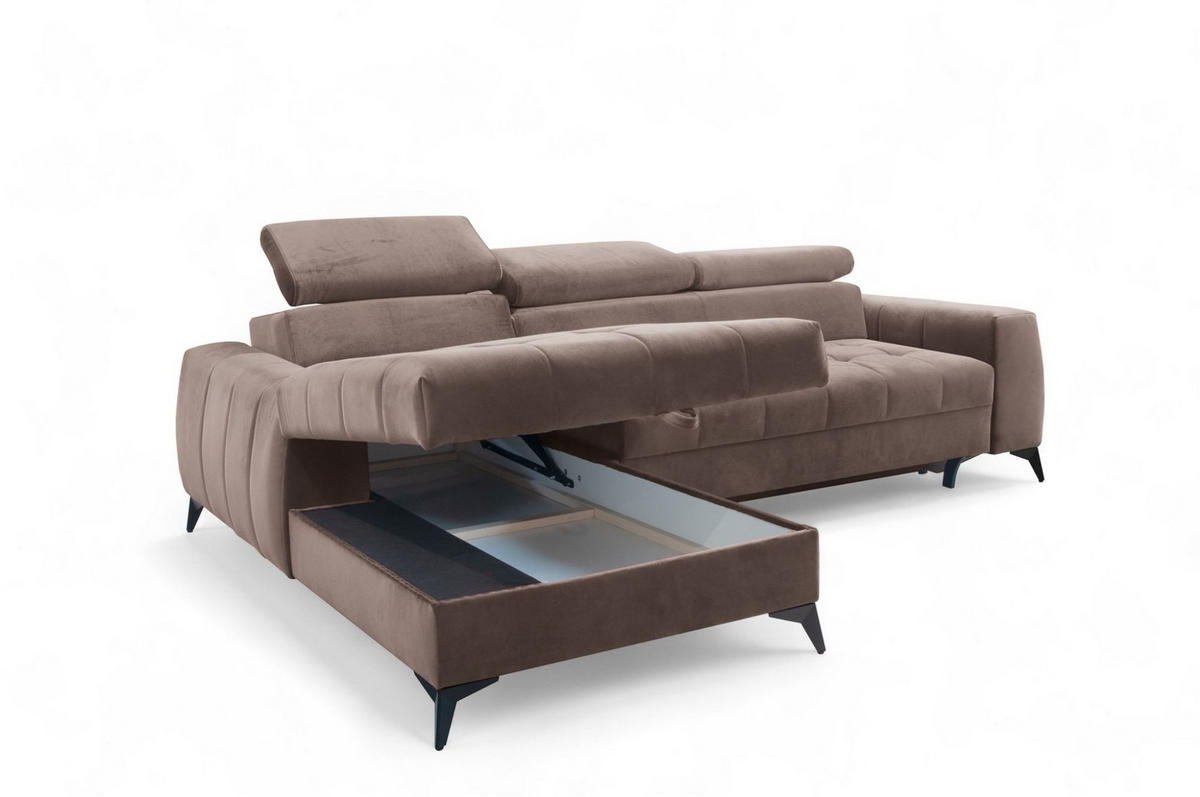 ECKSOFA Agnesa Xs In Salvador - Braun, Holzwerkstoff/Textil (260/200cm) - Fun Möbel
