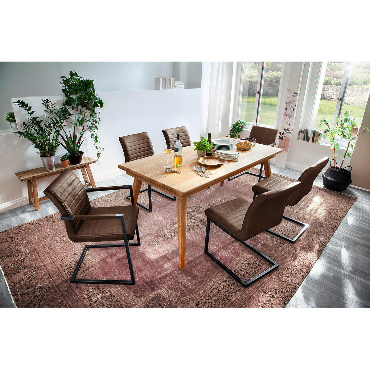 ARMLEHNENSTUHL - Vintage Kunstleder - Braun, Kunststoff/Metall (54/86/63cm) - home24