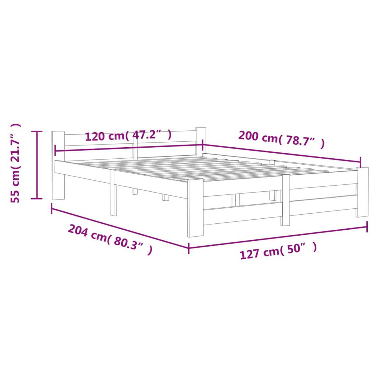 MASSIVHOLZBETT Weiss Kiefer 120/200 Cm - Weiß, Holz (120/200cm) - vidaXL