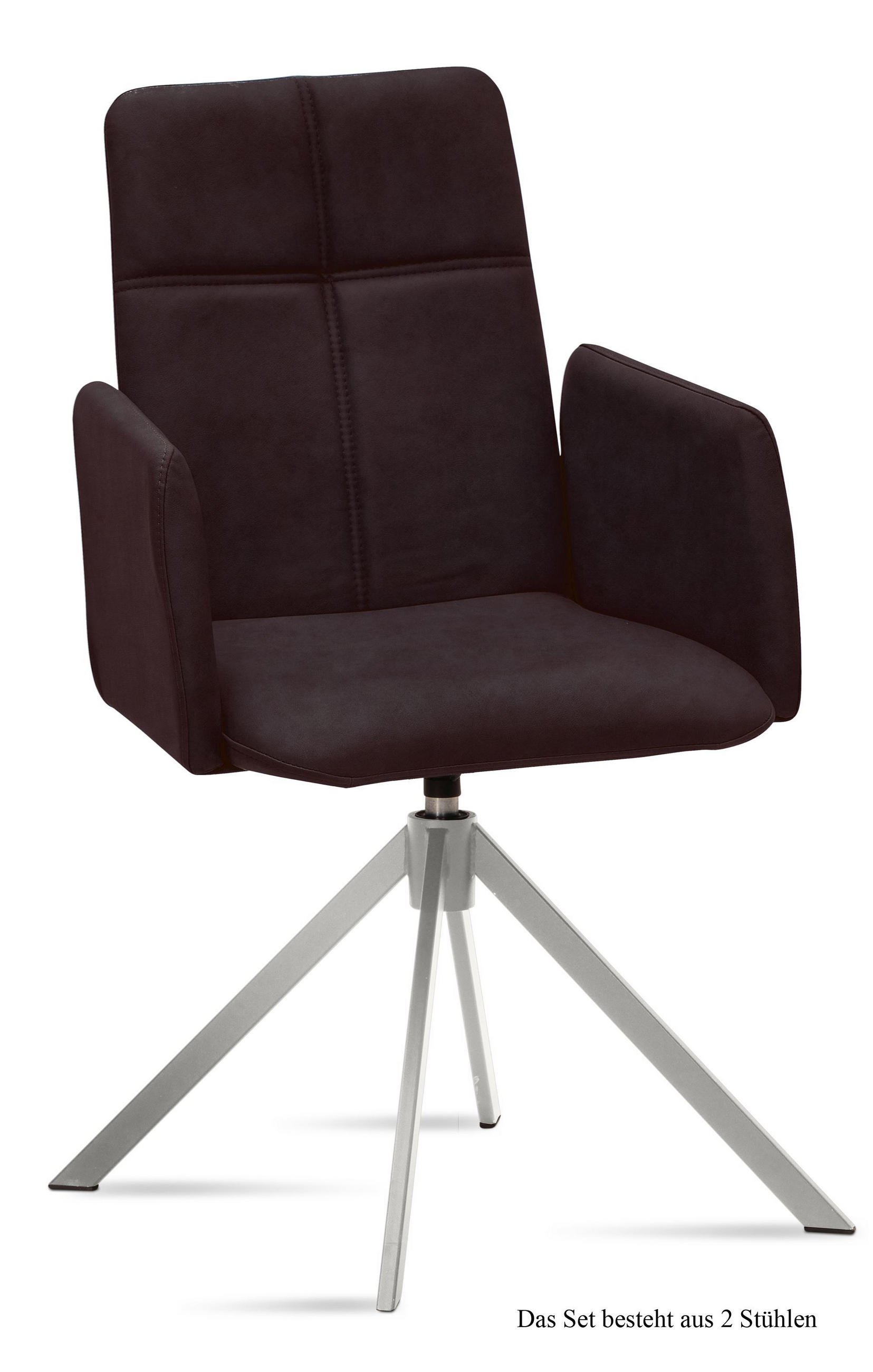 ARMLEHNSTUHL drehbar (2er-Set) Drinka 52x92x60 Edelstahl/Espresso - Edelstahlfarben/Dunkelbraun, Kunststoff (60/92/52cm) - 58aufmkessel