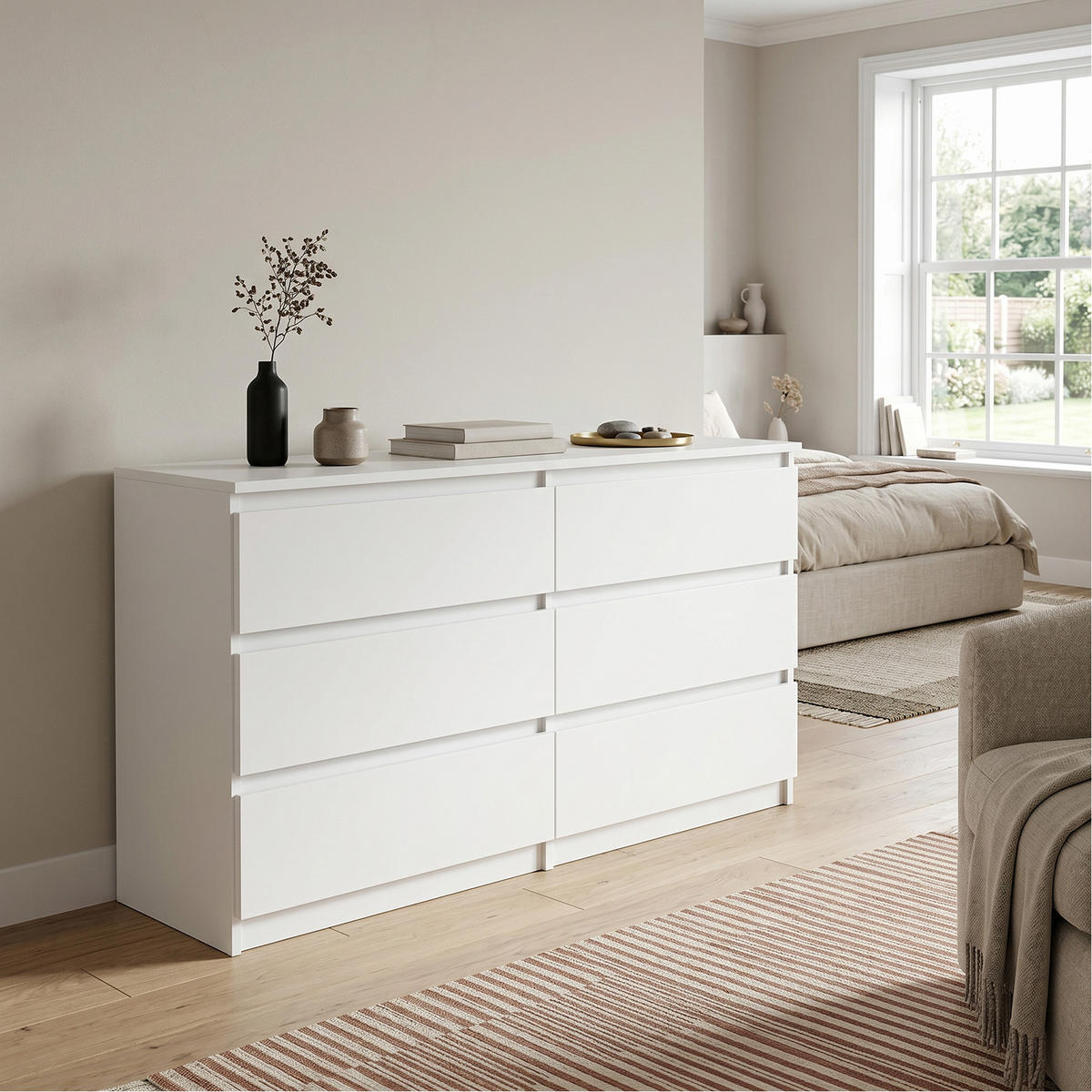 KOMMODE NUDO 100/78,5/39cm mit 6 Schubladen Türen Weiß - Weiß, Holzwerkstoff (100/78.5/39cm) - MASSENO
