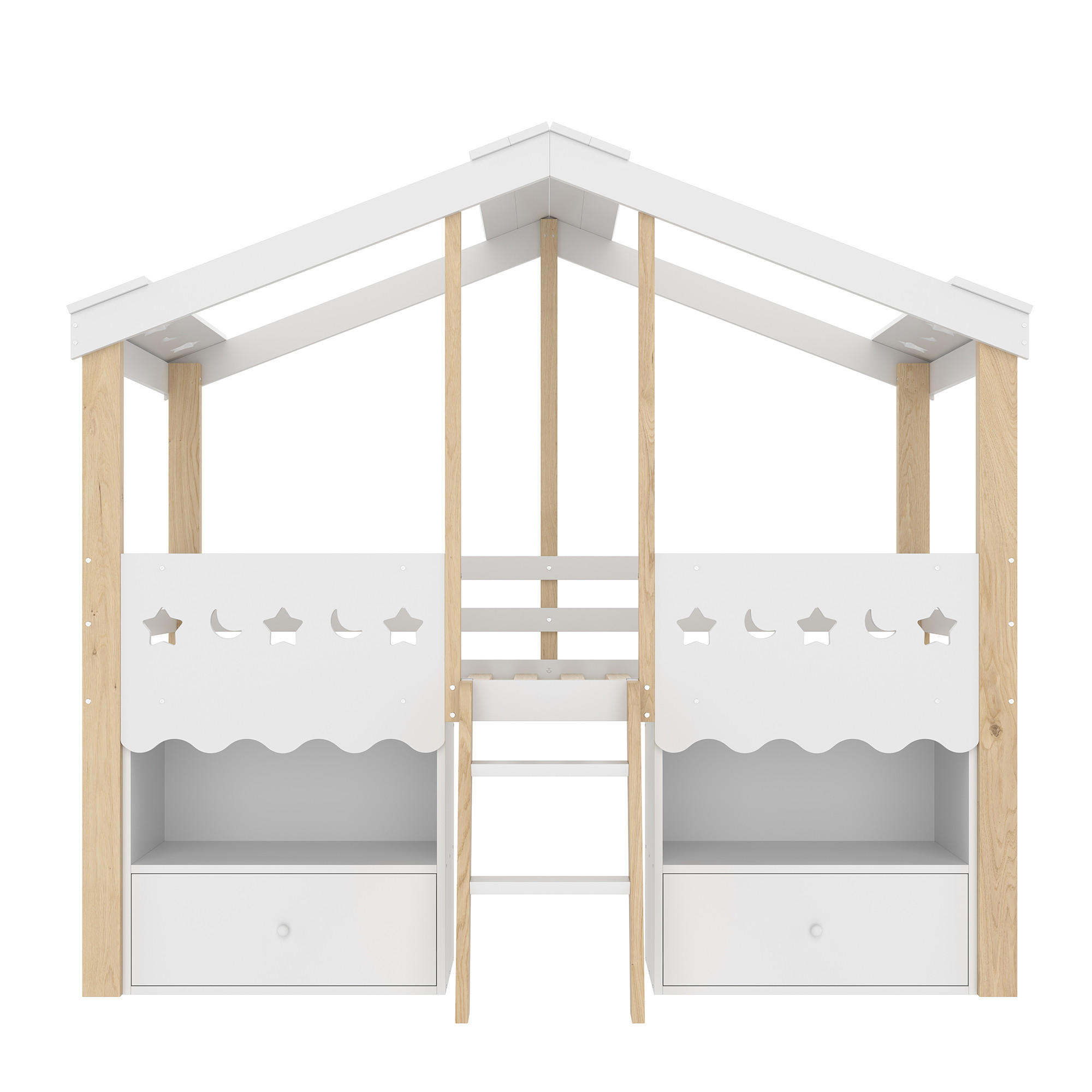 HAUSBETT 90/200 cm Weiß, Natur - Ahornfarben/Weiß, Holz - Raumix
