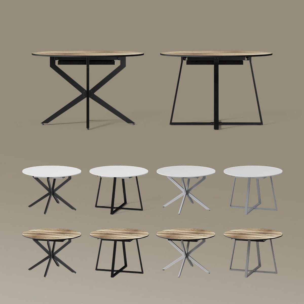 ESSTISCH Firenze Weiß/Schwarz 120 x 120 cm ausziehbar - Schwarz/Weiß, Holzwerkstoff (120/120/76.5cm) - Livinity®