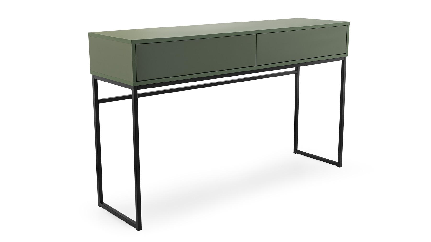 SCHMINKTISCH GENUA Flaschengrün, Schwarzes Gestell, Grifflos - Grün, Holzwerkstoff (37/137/83cm) - Bettso