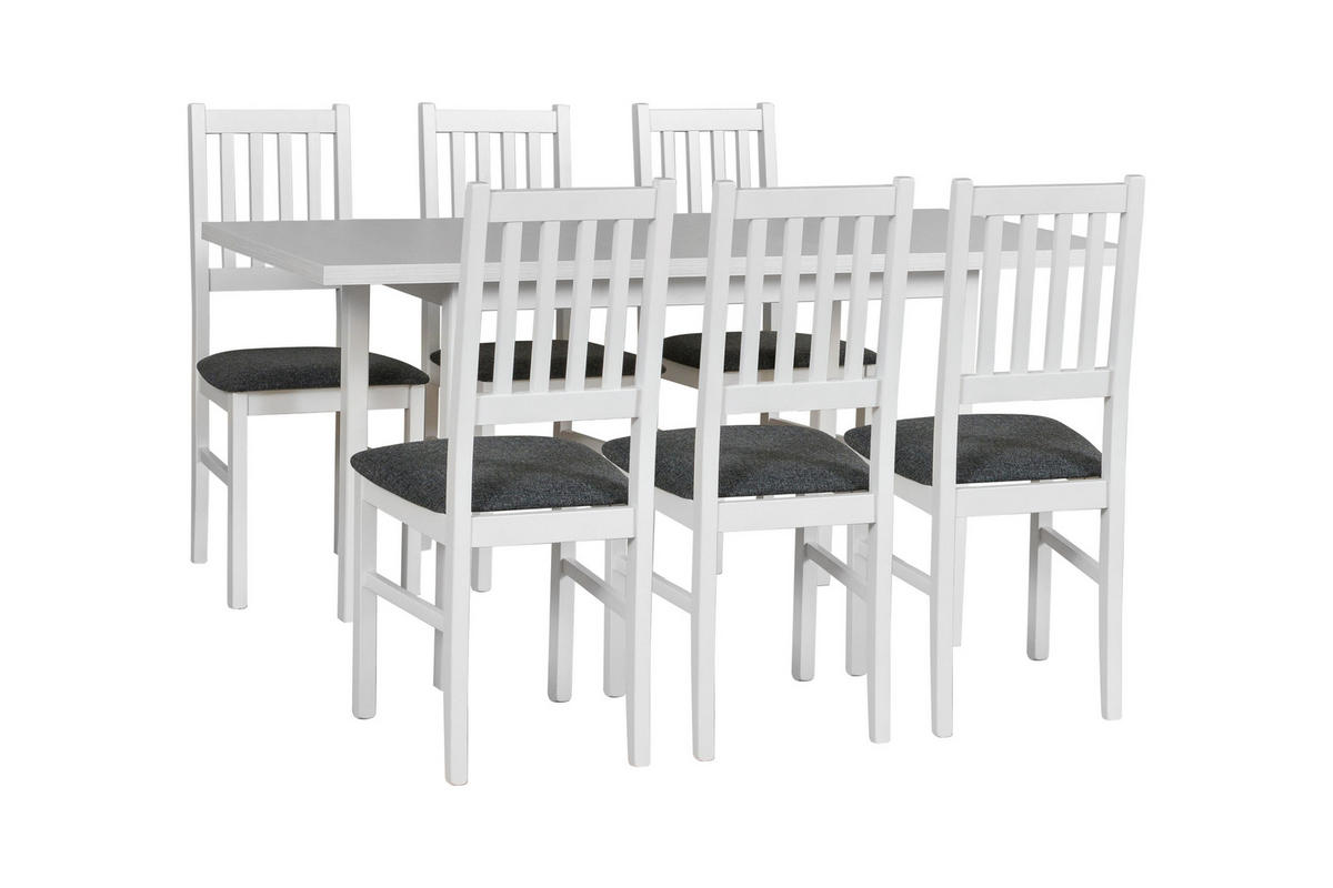 ESSZIMMERSTUHL - Set 4x BOS 10, weiss, Hygge 96 - Dunkelgrau/Weiß, Holz (43/94/40cm) - Leaf Design