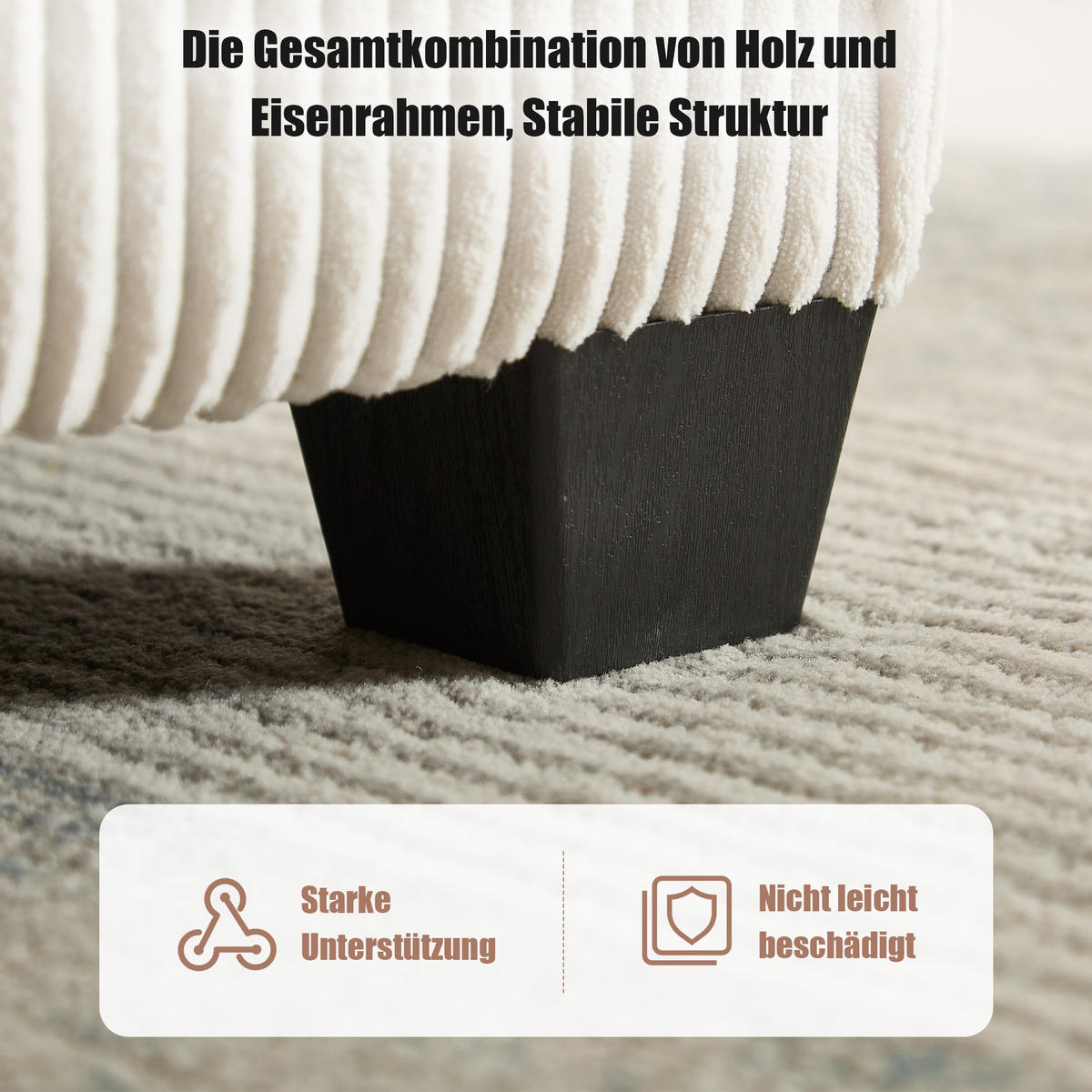 MODULARES 6-Sitzer Sofa Cord U-/L-Form und Eckschlafsofa Beige 308/154/82 cm - Beige, Textil (154/308cm) - Redom