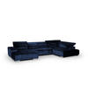 WOHNLANDSCHAFT XXL mit verstellbaren Kopflehnen, Velvet-Stoff - Blau/Silberfarben, Textil/Metall (225/73/409cm) - Cotta