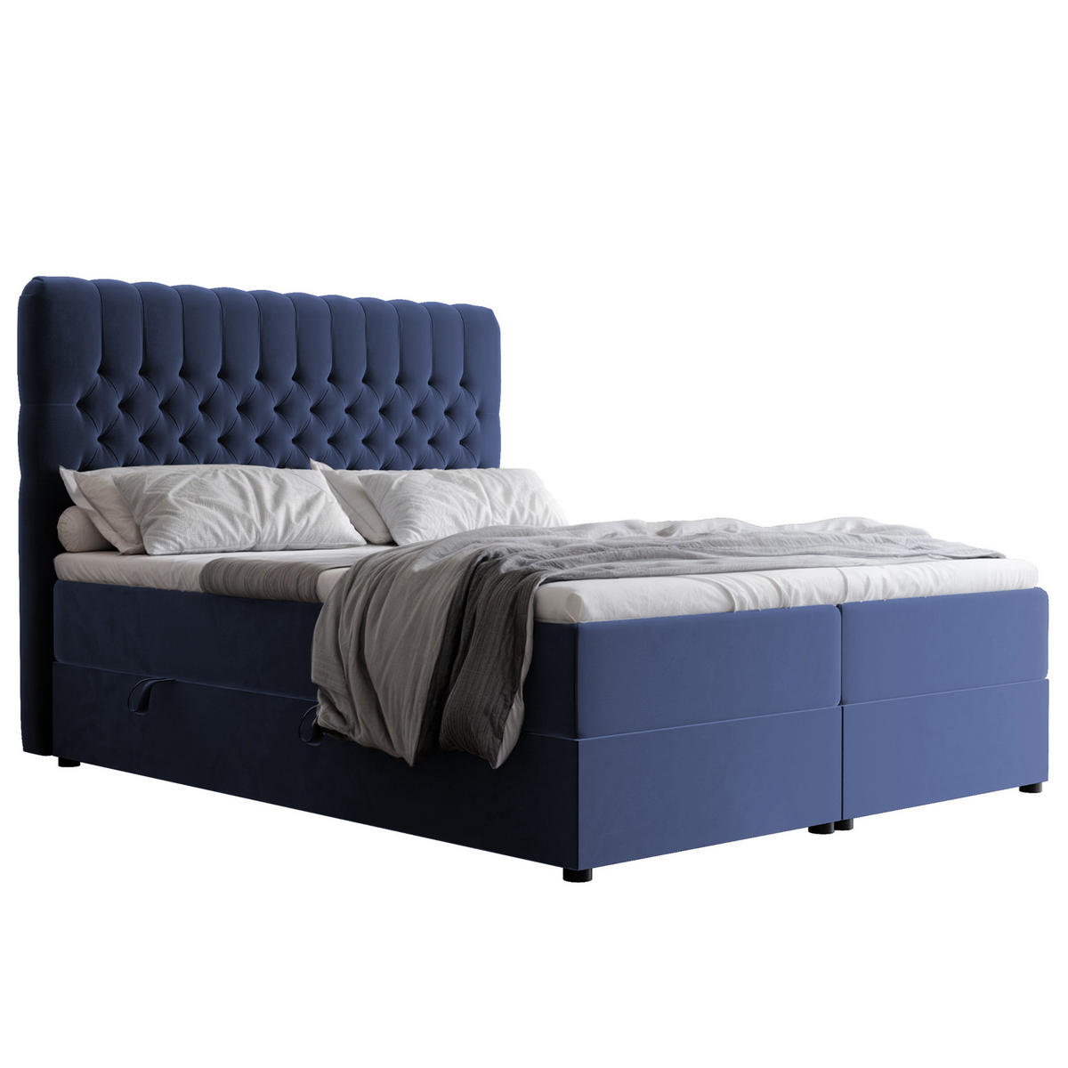 BOXBETT 140x200 cm mit Topper - Blau, Holzwerkstoff/Textil (140/200cm) - Idohome