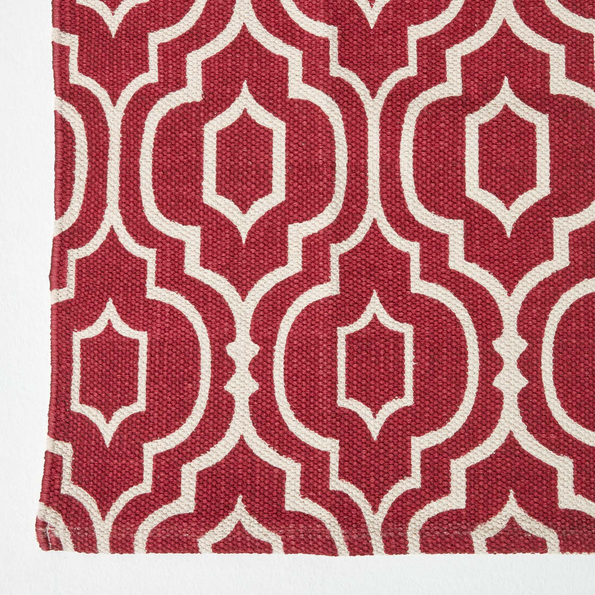 BAUMWOLLTEPPICH-LÄUFER Riga geometrisch 66/200 cm - Rot, Textil (66/200cm) - Homescapes