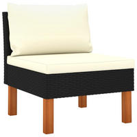 LOUNGEMITTELTEIL POLY RATTAN UND EUKALYPTUS MASSIVHOLZ - Schwarz, Kunststoff (64.5/67/60.5cm) - vidaXL
