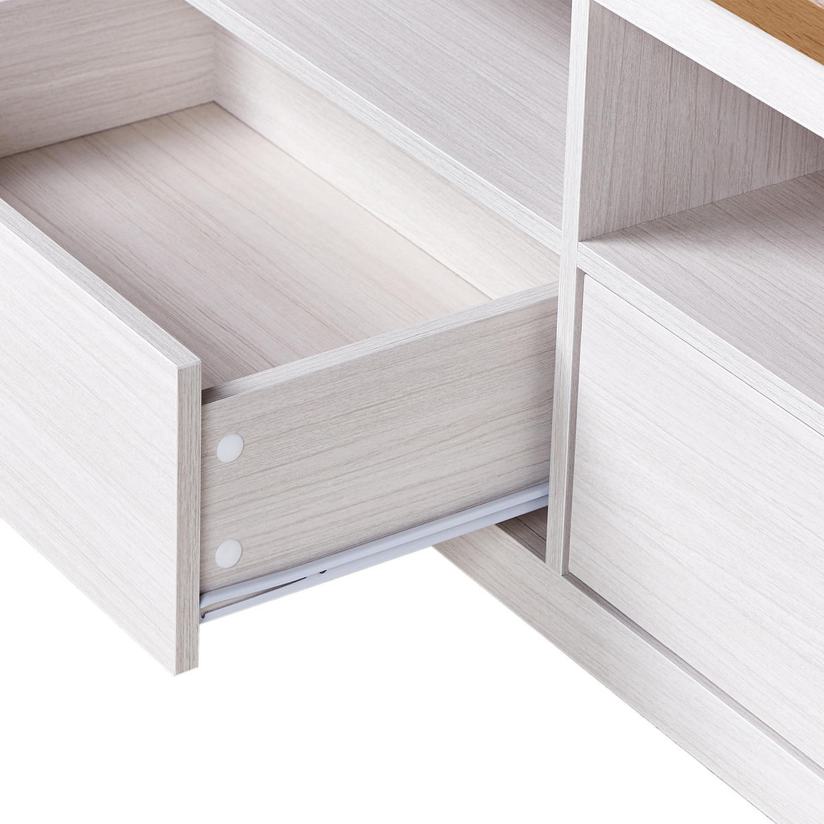 TV-MÖBEL Weiß/Braun Inverell - Weiß/Braun, Holzwerkstoff (180/58/39cm) - Beliani