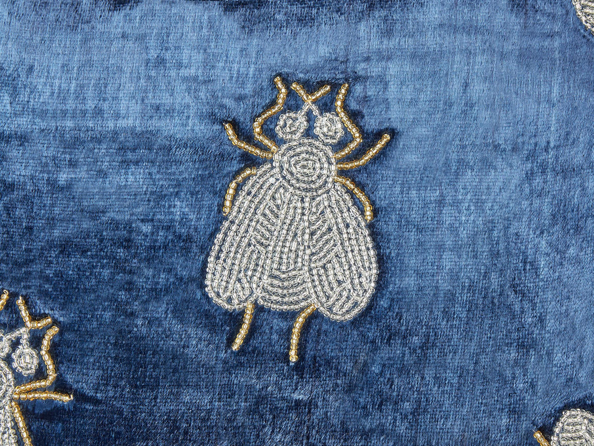 DEKOKISSEN Marineblau 45/45 cm Pentas - Blau/Silberfarben, Textil (45/45cm) - Beliani