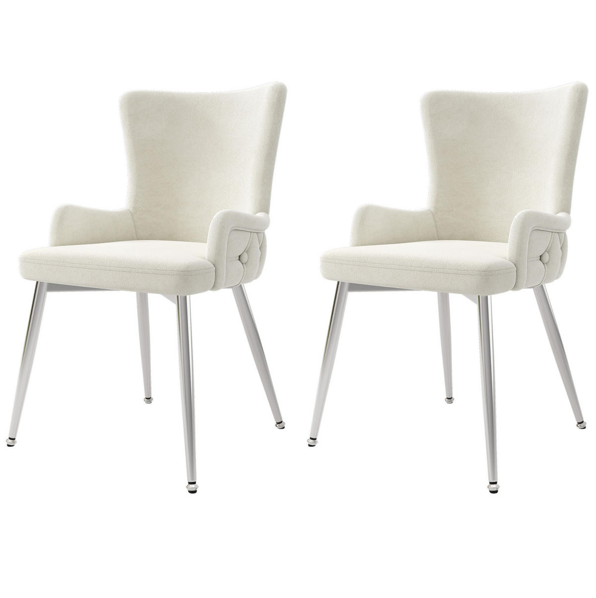 ESSZIMMERSTUHL 2er-Set Samt Beige mit Metallbeinen - Beige, Metall (47/85/49cm) - Meubliv