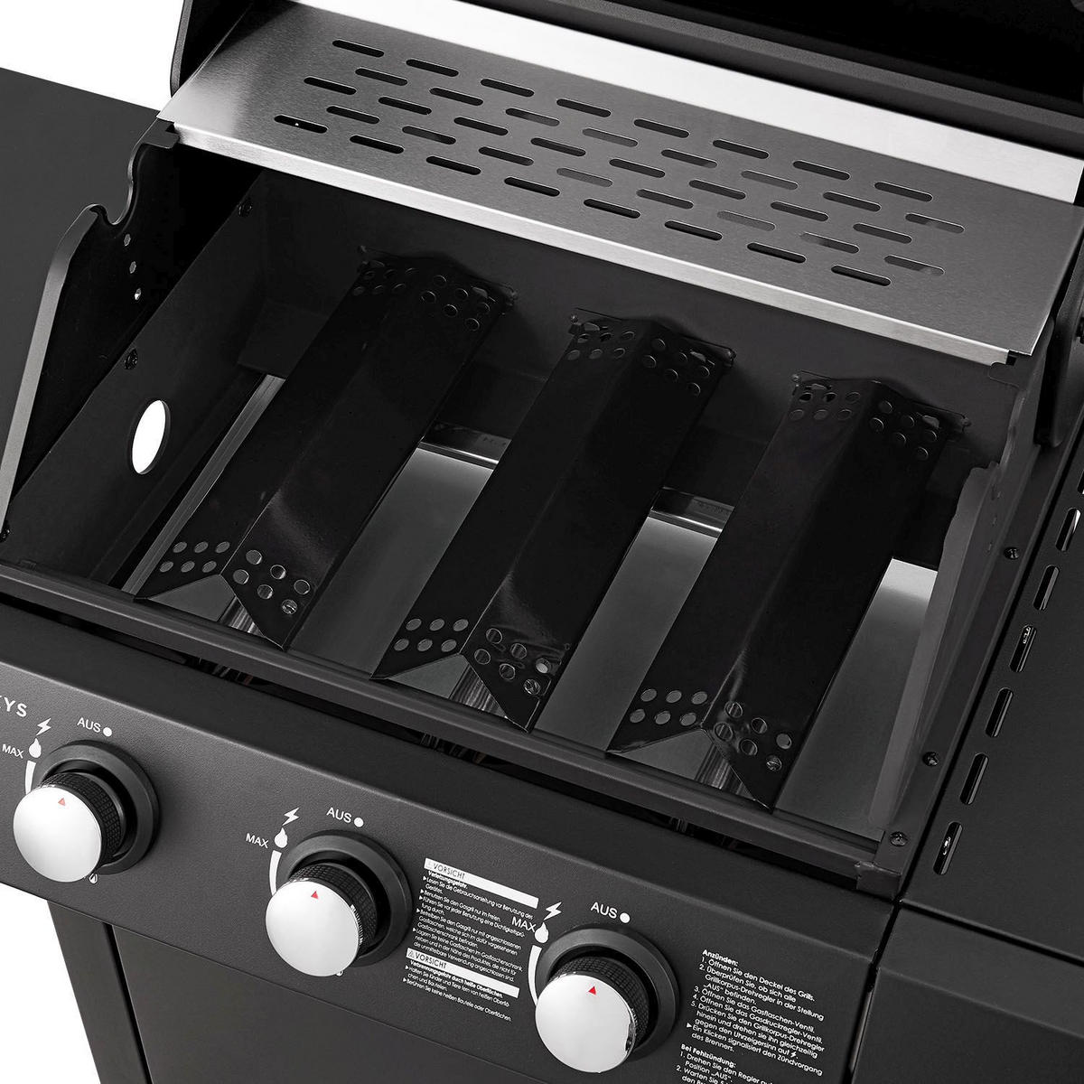 GASGRILL Louisiana schwarz - Schwarz, Metall (110/132/53cm) - Juskys