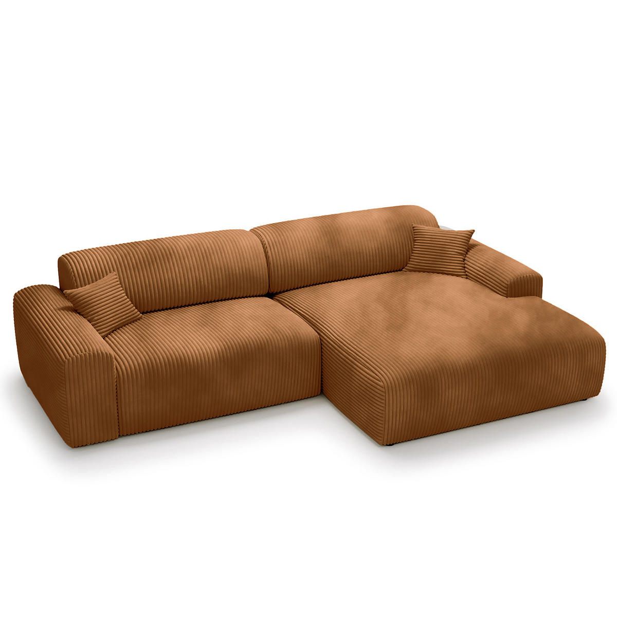 ECKSOFA mit Longchair - Cord - Schwarz/Braun, Kunststoff/Textil (284/178cm) - home24