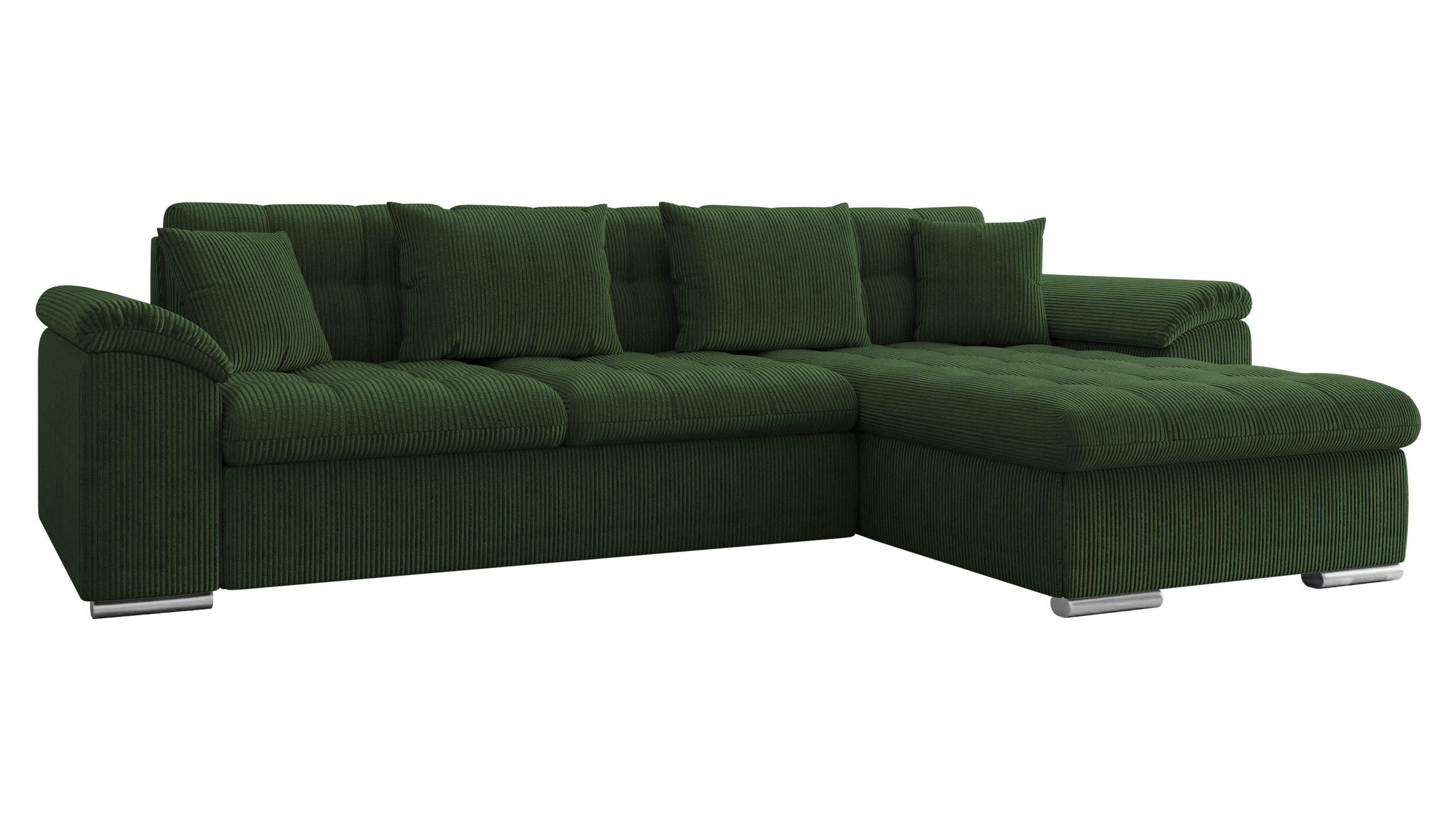 ECKSOFA Diana Cord, Seite: Rechts - Dunkelgrün, Holz/Textil (280/160cm) - MIRJAN24