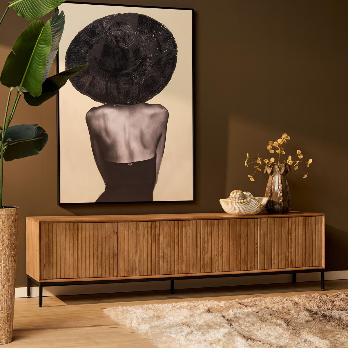 LOWBOARD Dimora Mangoholz 210 cm / 45 cm Natur - Naturfarben, Holz (210/55/45cm) - Villa Möbel