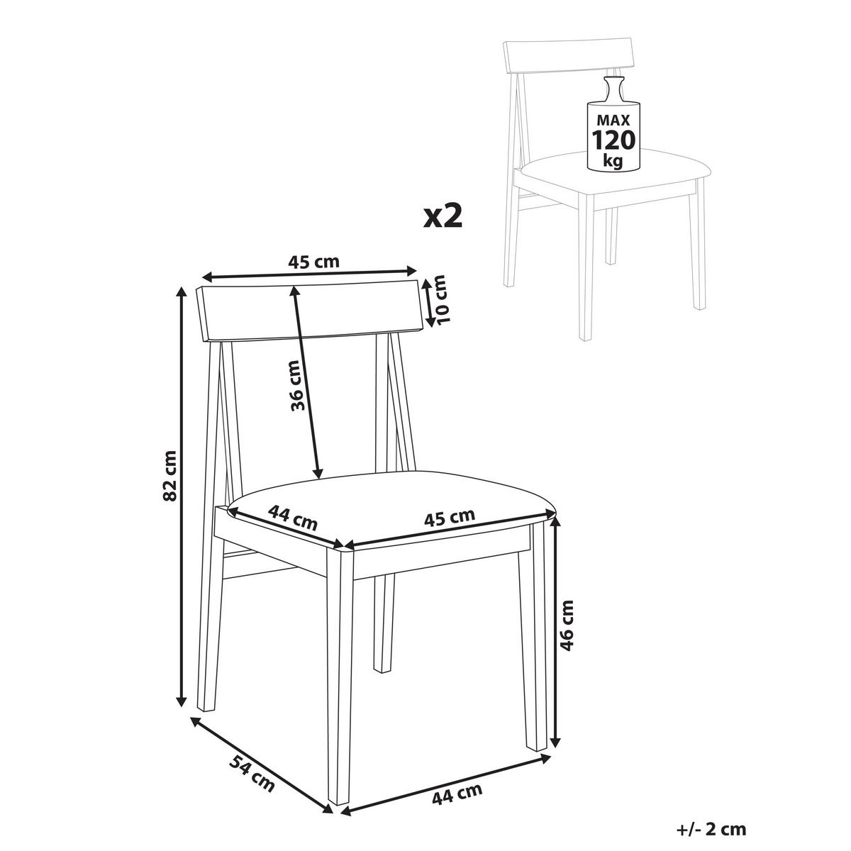 ESSZIMMERSTUHL 2er Set Holz Braun/Beige Isle - Beige/Braun, Holz (45/82/55cm) - Beliani