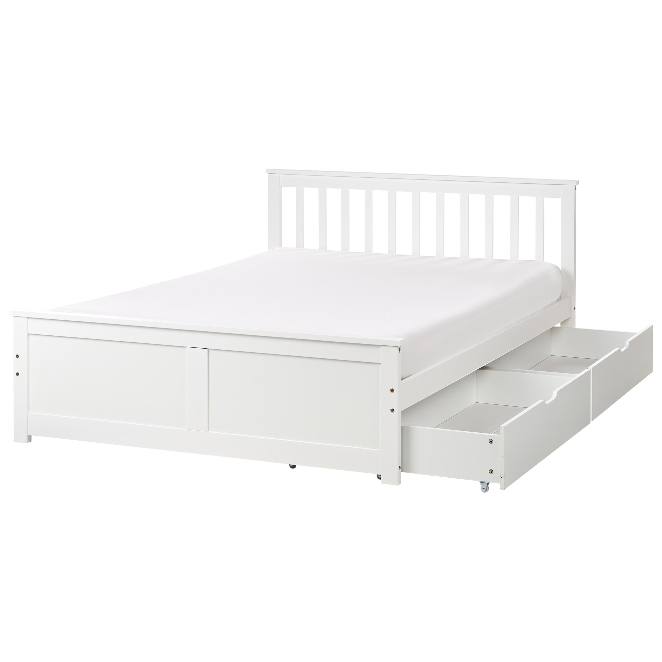 BETT mit Schubladen 140x200 cm Weiß Olendon - Weiß, Holz (140/200cm) - Beliani