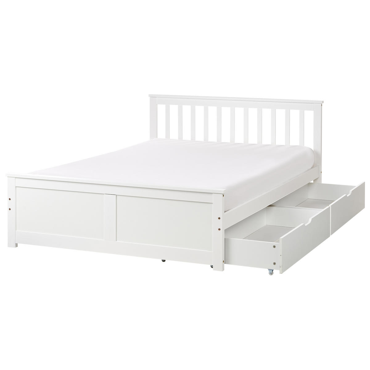 BETT mit Schubladen 140x200 cm Weiß Olendon - Weiß, Holz (140/200cm) - Beliani