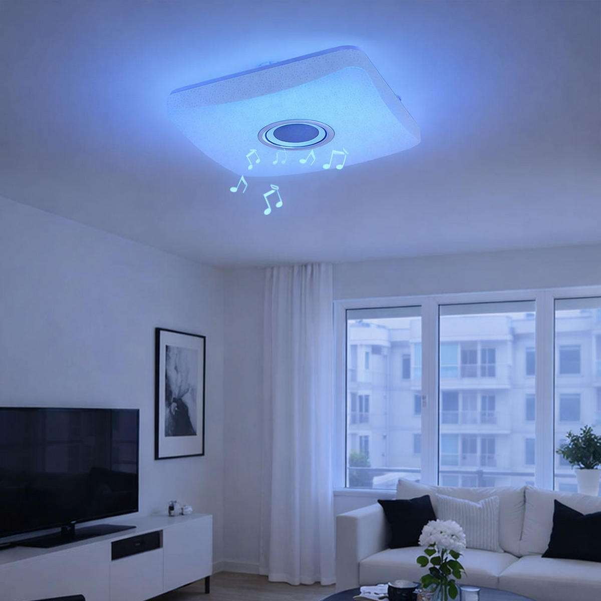 LED DECKENLEUCHTE Metall Weiß AYLEEN - Weiß, Metall (37/37/9cm) - Globo Lighting