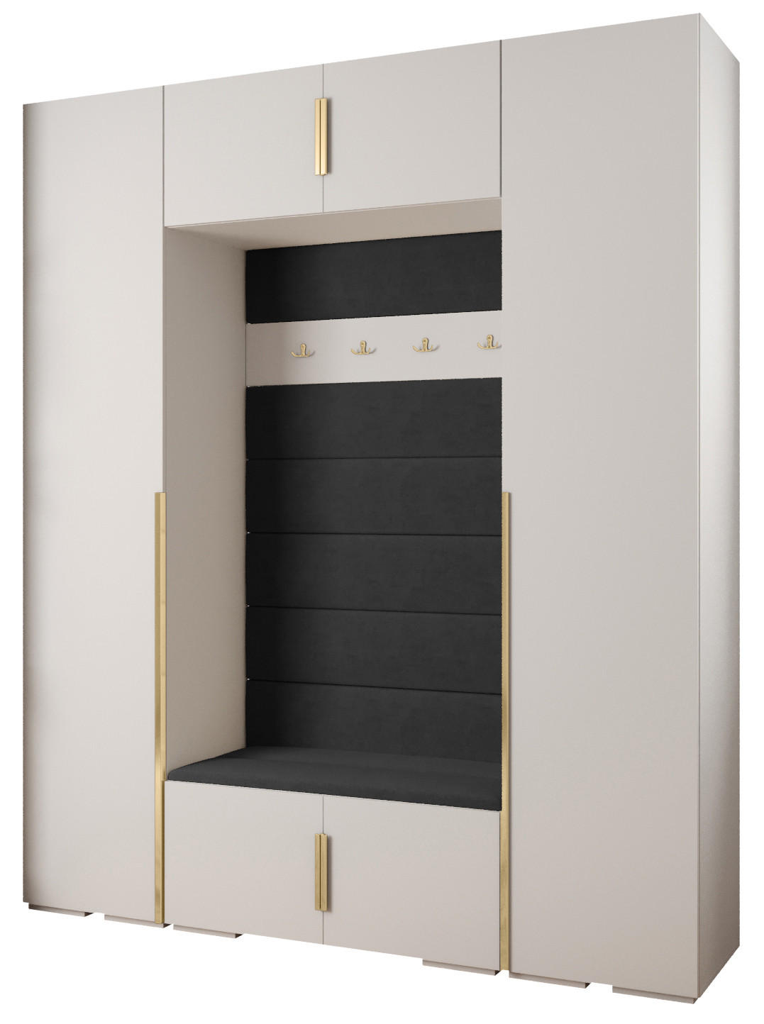GARDEROBEN-SET 236,7/200/47 - Goldfarben/Schwarz, Holz/Kunststoff (200/236.7/47cm) - Abiks Möbel