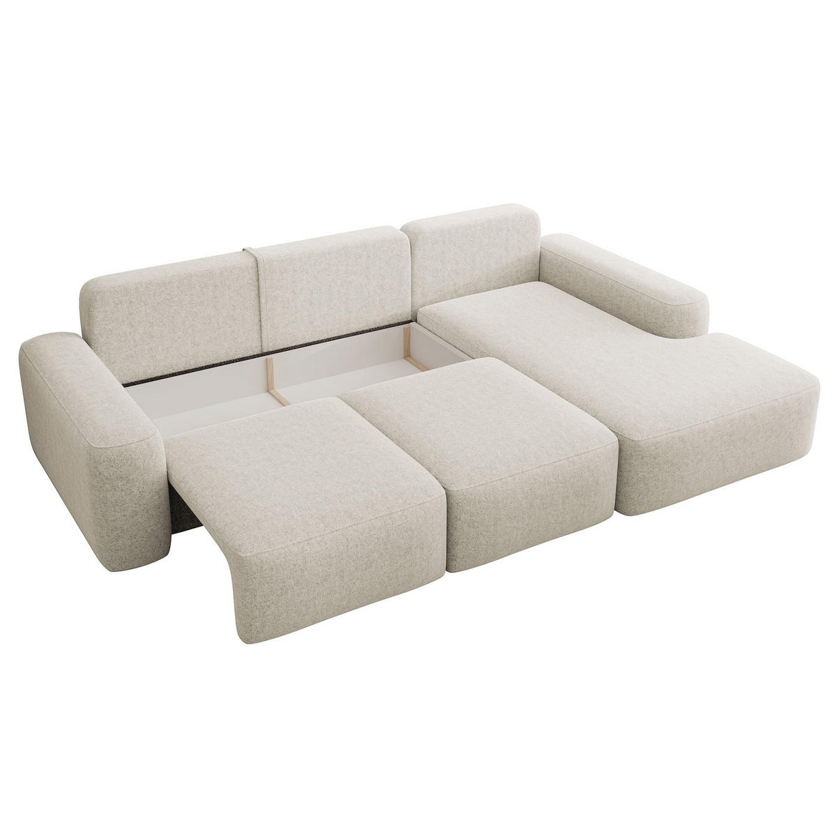 ECKSOFA Carnos mit Ballkissen, Creme Chenille, rechtsseitig - Creme/Schwarz, Kunststoff/Textil (162/264cm) - Selsey