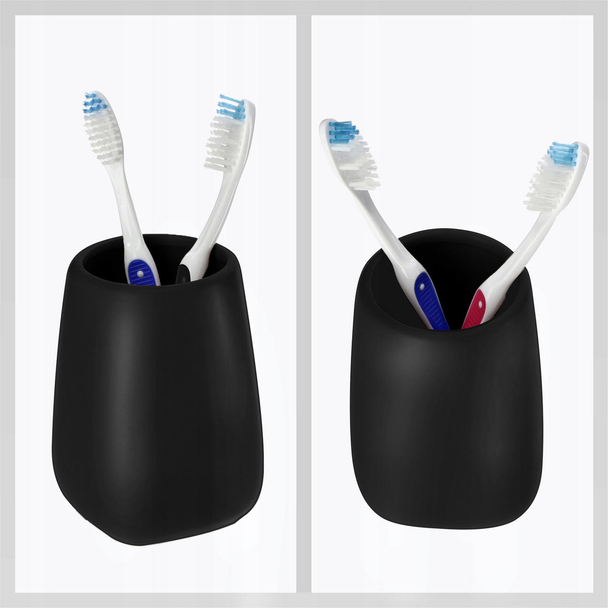 ZAHNPUTZBECHER für das Badezimmer 11 x 8 cm, schwarz - Schwarz, Keramik (8/11cm) - KADAX