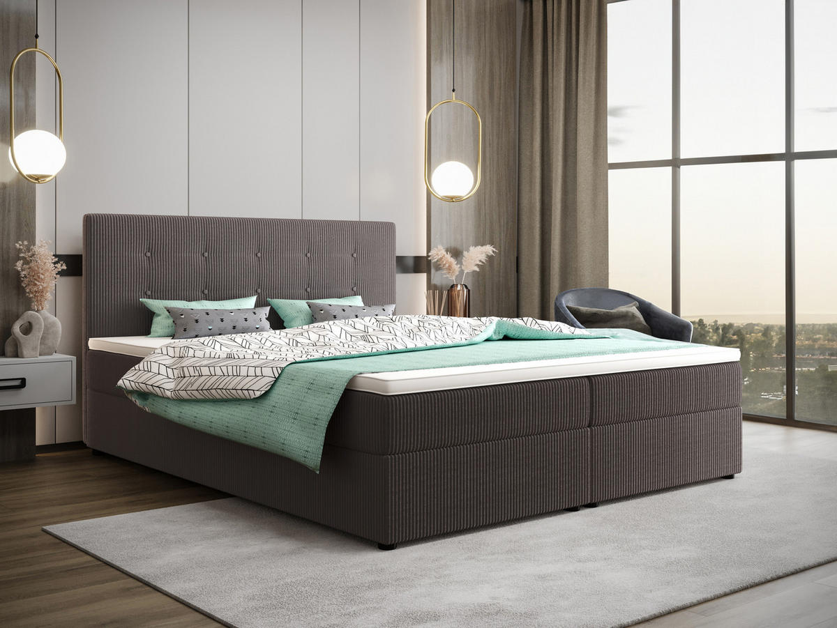 BOXBETT FADO 22 mit Matratze H3, Bonell und Topper 180x200 Zoom 21 - Grau, Holz/Textil (180/200cm) - Bedante