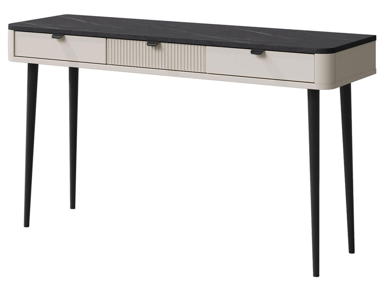 KONSOLENTISCH Marly Kaschmir / Graustein 130 / 40 / 82cm - Beige/Schwarz, Holz/Holzwerkstoff (40/130/82cm) - Feldmann-Wohnen
