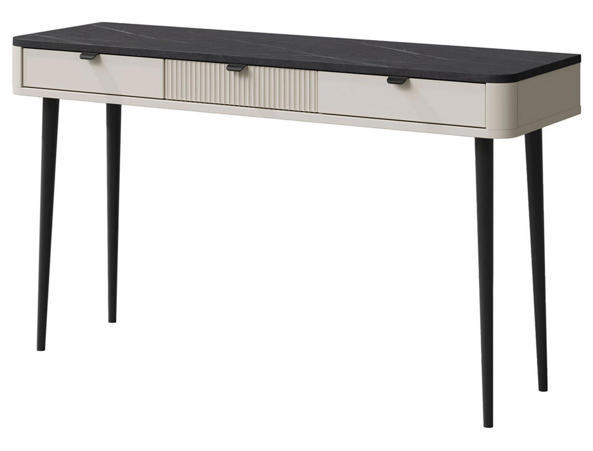 KONSOLENTISCH Marly Kaschmir / Graustein 130 / 40 / 82cm - Beige/Schwarz, Holz/Holzwerkstoff (40/130/82cm) - Feldmann-Wohnen