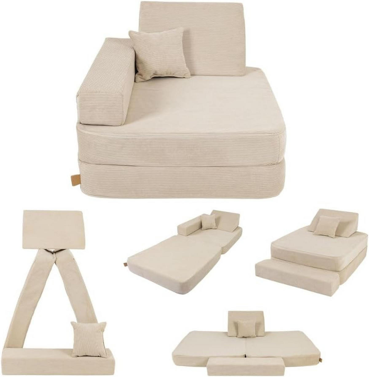 KINDERSESSEL Cordsamt Beige - Beige, Textil (80/24/80cm) - AngeLove