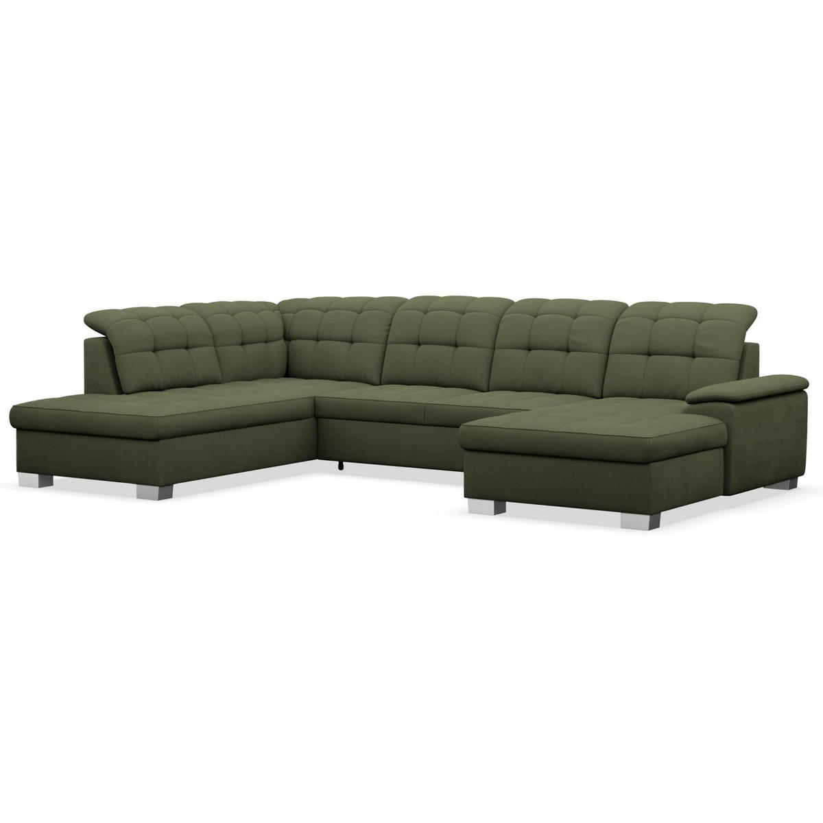 WOHNLANDSCHAFT Jamaal Khaki rechtsseitig - Schwarz/Grün, Textil (330/106/212cm) - Selsey