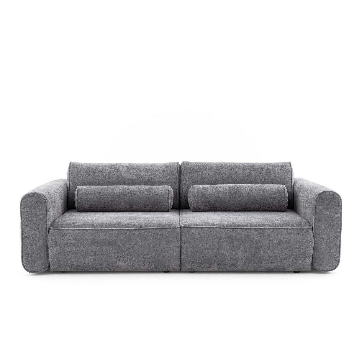 ECKSOFA MOTION mit Schlaffunktion 130x200 Webstoff Dunkelgrau - Dunkelgrau/Schwarz, Holz/Textil (250/166cm) - Muffo