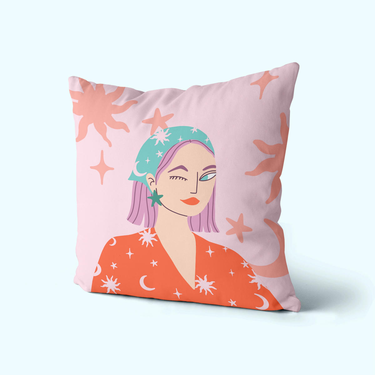 KISSENBEZUG dekorativ wink 50x50 cm (2er pack) mehrfarbig - Multicolor, Textil (50/50cm) - Happy Friday